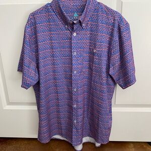 ANGL Blue and Pink‎ Casual Button Down Shirt